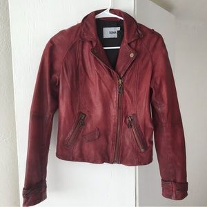 DOMA leather bike jacket deep red